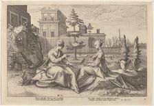 Juno in the Form of Beroe, Warning Semele, c. 1615. Creator: Goltzius, Workshop of Hendrick, after Hendrick Gol
