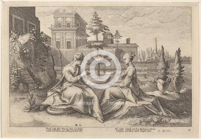 Juno in the Form of Beroe, Warning Semele, c. 1615. Creator: Goltzius, Workshop of Hendrick, after Hendrick Gol.