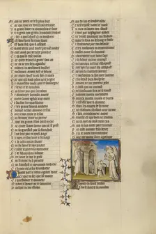 Jupiter with a Crown and a Scepter at the Threshold of a House; Roman de la Rose, about 1405. Creator: Unknown