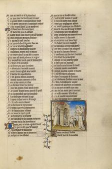 Jupiter with a Crown and a Scepter at the Threshold of a House; Roman de la Rose, about 1405. Creator: Unknown