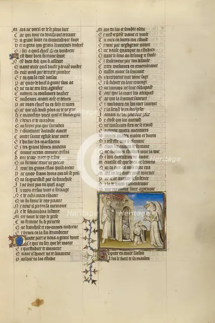 Jupiter with a Crown and a Scepter at the Threshold of a House; Roman de la Rose, about 1405. Creator: Unknown.
