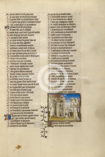 Jupiter with a Crown and a Scepter at the Threshold of a House; Roman de la Rose, about 1405. Creator: Unknown.