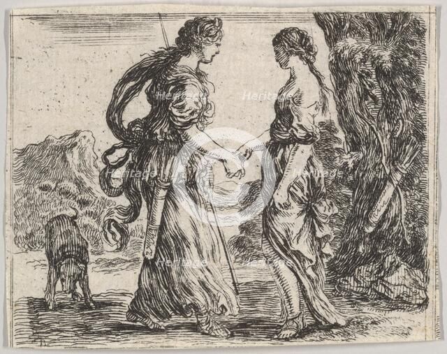 Jupiter and Calisto, from 'Game of Mythology' (Jeu de la Mythologie), 1644. Creator: Stefano della Bella.