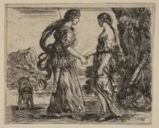 Jupiter and Callisto, from Game of Mythology (Jeu de la Mythologie), 1644. Creator: Stefano della Bella