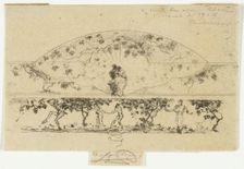 Jupiter and Alcmene and Nymphs and Satyrs on a Frieze Medallion, Study for Decoration..., 1907-08. Creator: Theodore Roussel