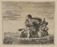 Jupiter and Europa, from Game of Mythology (Jeu de la Mythologie), 1644. Creator: Stefano della Bella