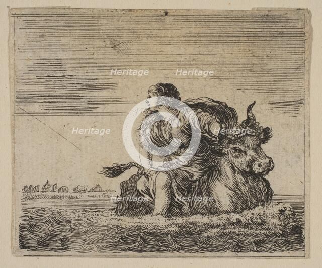 Jupiter and Europa, from 'Game of Mythology' (Jeu de la Mythologie), 1644. Creator: Stefano della Bella.