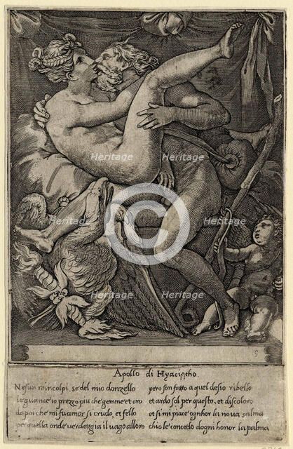 Jupiter and Mnemosyne (After Perino del Vaga), 1527. Artist: Caraglio, Gian Jacopo (1505-1565)