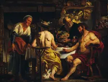 Jupiter and Mercury visiting Philemon and Baucis, 1645-1650. Creator: Workshop of Jacob Jordaens