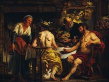 Jupiter and Mercury visiting Philemon and Baucis, 1645-1650. Creator: Workshop of Jacob Jordaens