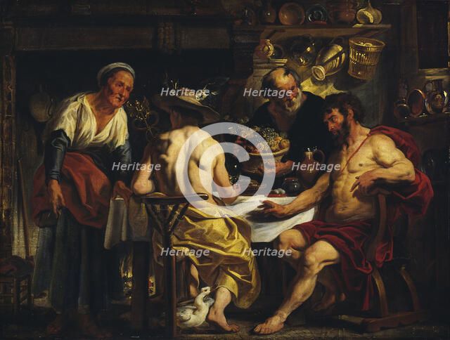 Jupiter and Mercury visiting Philemon and Baucis, 1645-1650. Creator: Workshop of Jacob Jordaens.