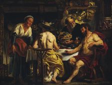 Jupiter and Mercury visiting Philemon and Baucis, 1645-1650. Creator: Workshop of Jacob Jordaens