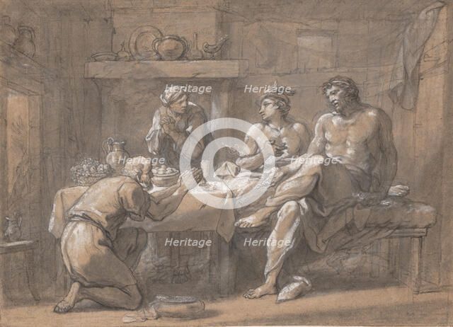 Jupiter and Mercury in the House of Baucis and Philemon, 18th century. Creator: Hyacinthe Collin de Vermont.