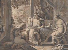 Jupiter and Mercury reveal themselves to Philemon and Baucis, 1809. Creator: Elie-Honore Montagny
