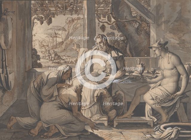 Jupiter and Mercury reveal themselves to Philemon and Baucis, 1809. Creator: Elie-Honore Montagny.