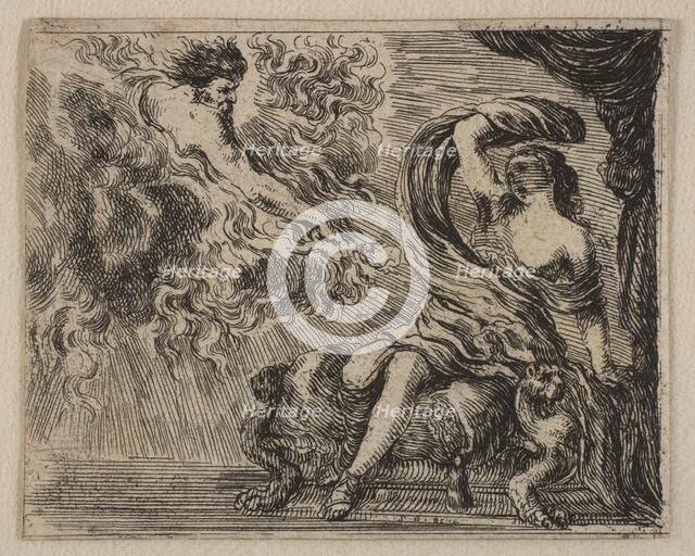 Jupiter and Semele, from 'Game of Mythology' (Jeu de la Mythologie), 1644. Creator: Stefano della Bella.