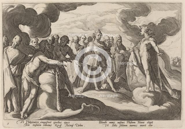 Jupiter and the Gods Asking Helios to Resume Control of the Chariot, 1589. Creator: Goltzius, Workshop of Hendrick, after Hendrick Gol.