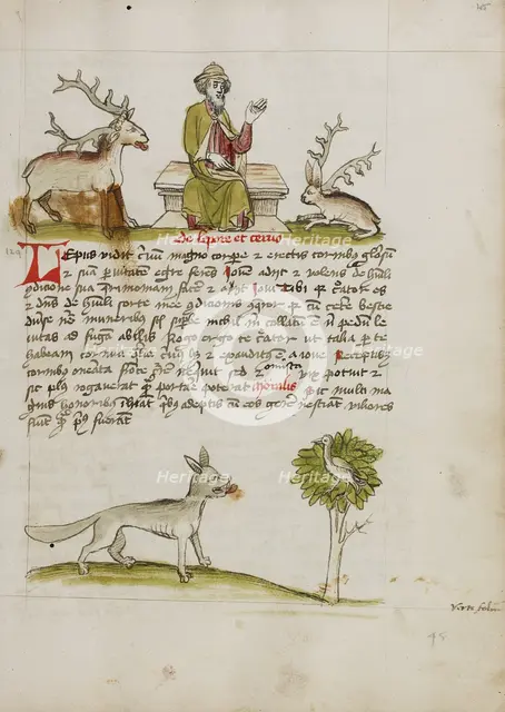 Jupiter as a Elderly Bearded Man Enthroned between a Stag and a Hare..., third quarter of 15th cent. Creator: Unknown.