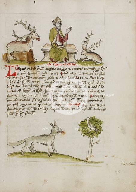 Jupiter as a Elderly Bearded Man Enthroned between a Stag and a Hare..., third quarter of 15th cent. Creator: Unknown.