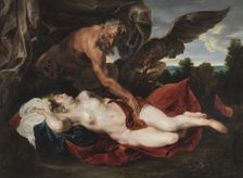 Jupiter, disguised as a satyr, approaches the sleeping Antiope, c1620. Creator: Anthony van Dyck