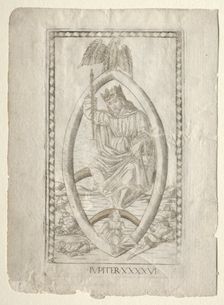 Jupiter (from the Tarocchi, series A: Firmaments of the Universe, #46), before 1467. Creator: Master of the E-Series Tarocchi (Italian, 15th century)