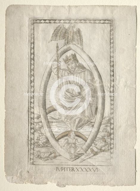 Jupiter (from the Tarocchi, series A: Firmaments of the Universe, #46), before 1467. Creator: Master of the E-Series Tarocchi (Italian, 15th century).