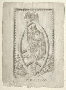 Jupiter (from the Tarocchi, series A: Firmaments of the Universe, #46), before 1467. Creator: Master of the E-Series Tarocchi (Italian, 15th century)