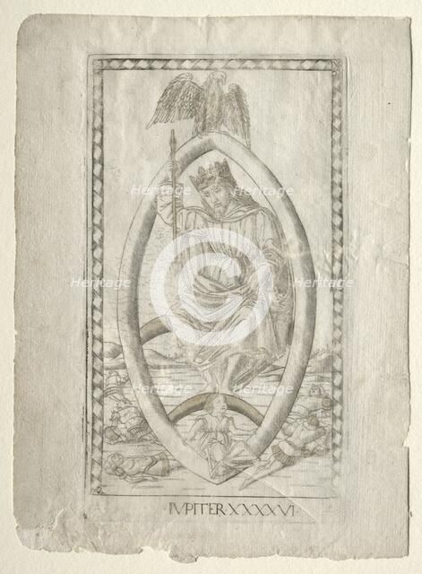 Jupiter (from the Tarocchi, series A: Firmaments of the Universe, #46), before 1467. Creator: Master of the E-Series Tarocchi (Italian, 15th century).