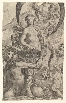 Jupiter, Pluto and Neptune Offering their Riches to Fortune, 1624. Creator: Pierre Brebiette