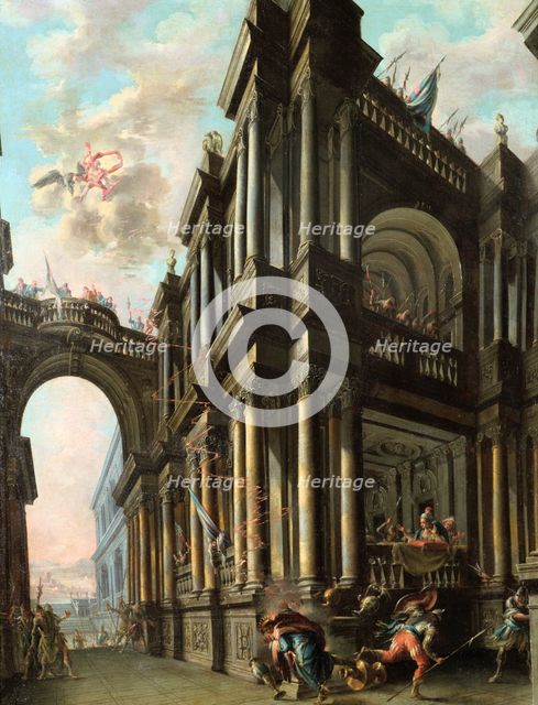 'Jupiter strikes a monarch on the crown in his palace', 1777. Artist: Nicola Bertuzzi