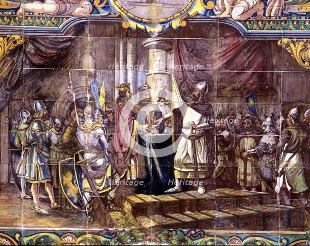 Jura de Santa Gadea' Alfonso VI (1040-1109), king of Castile,  swears before El Cid Campeador.