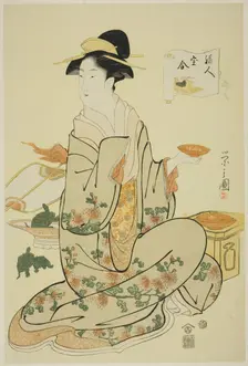 Jurojin, from the series "A Comparison of the Treasures of the Gods of Good Fortune..., c. 1795. Creator: Hosoda Eishi