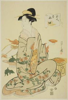Jurojin, from the series "A Comparison of the Treasures of the Gods of Good Fortune..., c. 1795. Creator: Hosoda Eishi