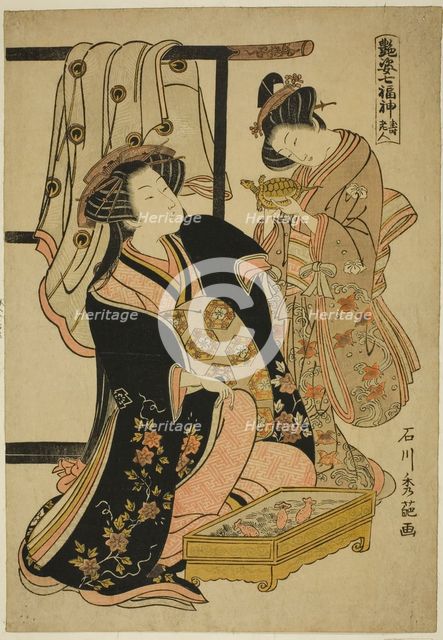 Jurojin, from the series "The Seven Gods of Good Fortune (Adesugata Shichifukujin)", c. 1770/76. Creator: Ishikawa Toyonobu.