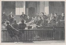 Jurors Listening to Counsel, Supreme Court, New York City Hall, New York (Har..., February 20, 1869. Creator: Unknown
