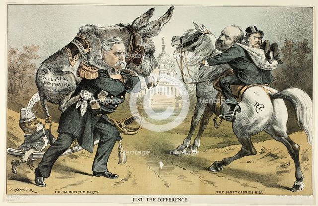 Just the Difference, from Puck, 1880. Creator: Joseph Keppler.