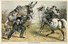 Just the Difference, from Puck, 1880. Creator: Joseph Keppler