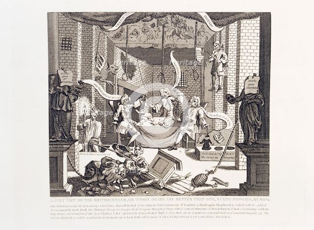 'Just View of the British Stage, or Three Heads are Better then One', 18th century. Artist: Unknown