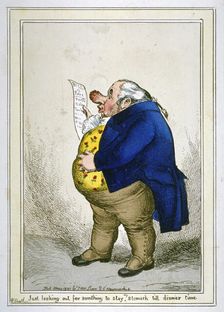 Just looking out for somthing [sic] to stay my stomach till dinner time 1830. Artist: William Heath