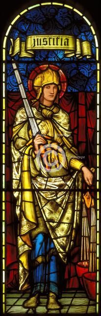 Justitia (Justice), 1894-1895. Creators: Sir Edward Coley Burne-Jones, Morris & Co.