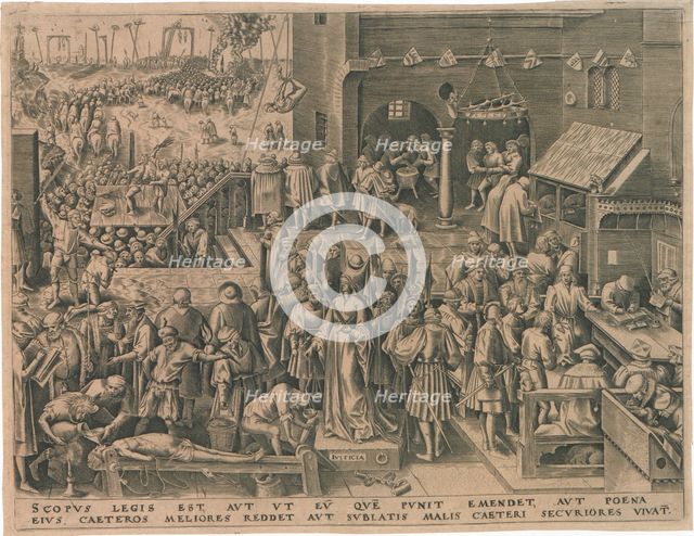 Justitia (Justice) from The Seven Virtues, 1559. Creator: Galle, Philipp (Philips) (1537-1612).