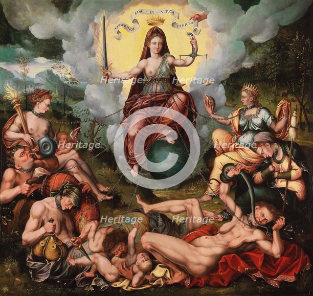 Justitia vanquishes the Seven Deadly Sins, ca. 1600. Creator: Claeissens, Antoon (Antonius) (1536-1613).