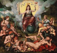 Justitia vanquishes the Seven Deadly Sins, ca. 1600. Creator: Claeissens, Antoon (Antonius) (1536-1613)