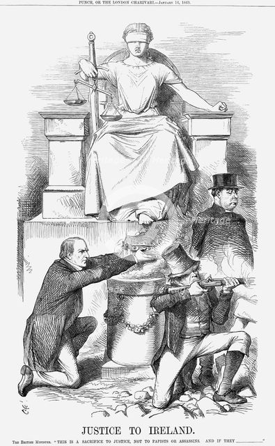 'Justice to Ireland', 1869. Creator: John Tenniel.