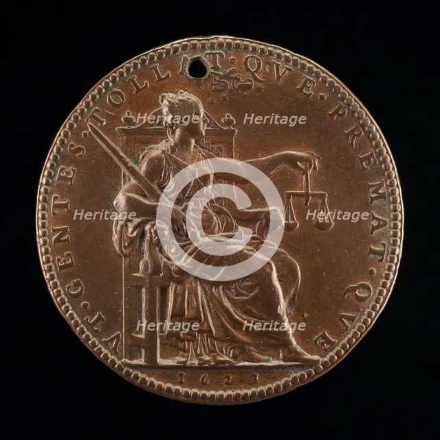 Justice with Sword and Scales [reverse], 1623. Creator: Abraham Dupre.