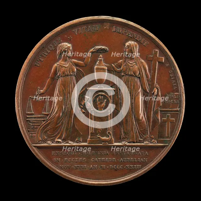 Justice and Faith [reverse], 1823. Creator: Mathias-Nicholas-Marie Vivier.