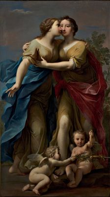 Justice and Peace Embracing, 1715-1717. Creator: Franceschini, Marcantonio (1648-1729)