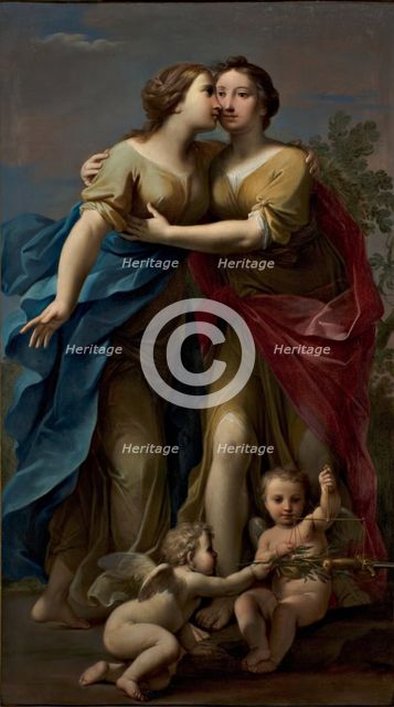 Justice and Peace Embracing, 1715-1717. Creator: Franceschini, Marcantonio (1648-1729).