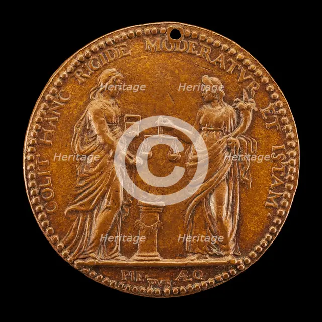 Justice and Piety at an Altar [reverse], 1601. Creator: Nicolas-Gabriel Jacquet.