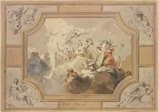 Justice and Truth, surrounded by the personifications of the four Elements, early-mid 18th century. Creator: Jacob de Wit